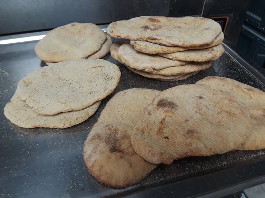 Sourdough kumut pita - 1 year free pita bread